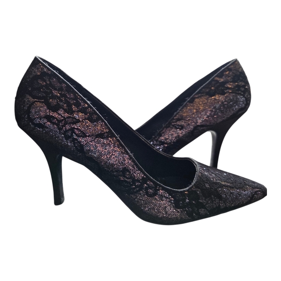 Le Chateau Black Lace Stiletto Heels Size 8 - Picture 1 of 9